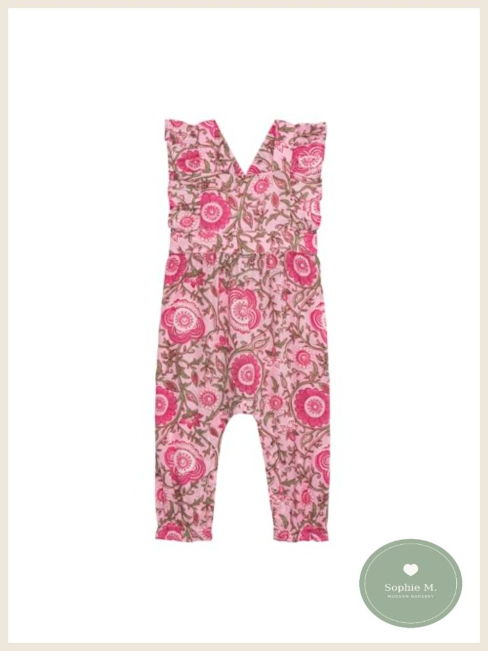 Kids Floral Print Cotton Longall Romper Flutter Sleeve Spring Baby Girl One